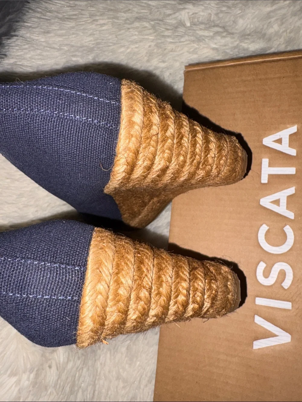 VISCATA Navy Espadrille Wedge Heels